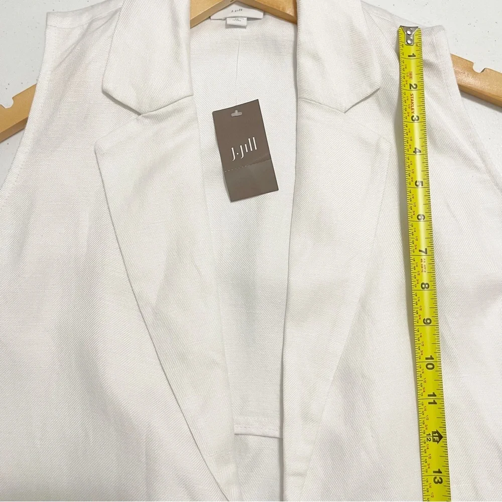 J. Jill Open Front Linen Blend Longline White Vest NWT Size XS Petite